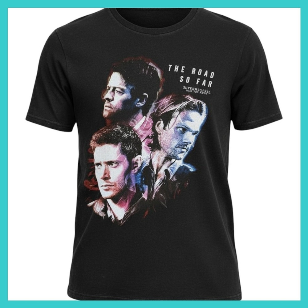 Supernatural The Road So Far Graphic Tee Sam Dean Castiel Black Small